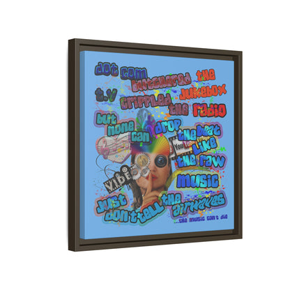 drop the beat - framed canvas art (light blue)