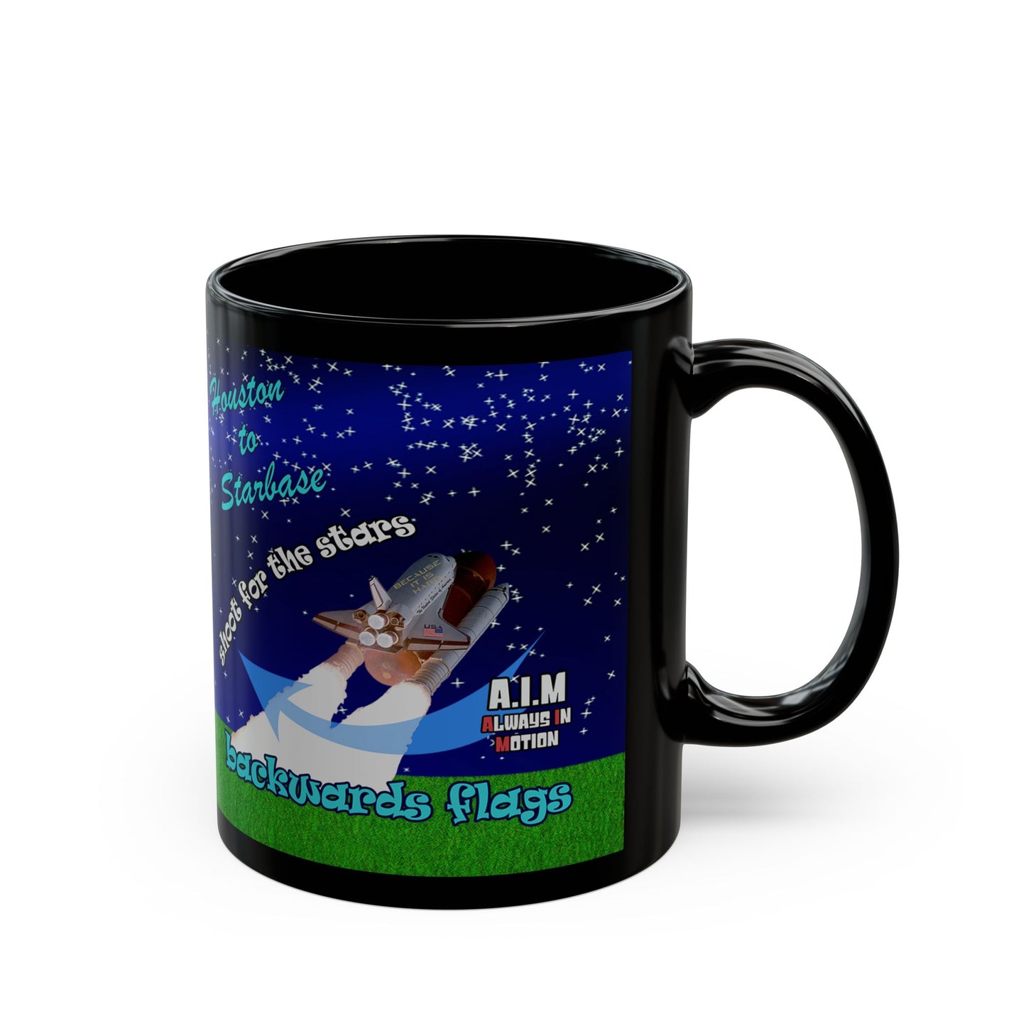 shoot for the stars - Black Mug ('snoops' background)