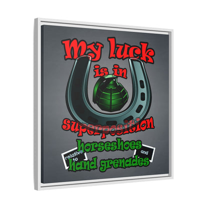 my luck - framed canvas art (grey-light grey)