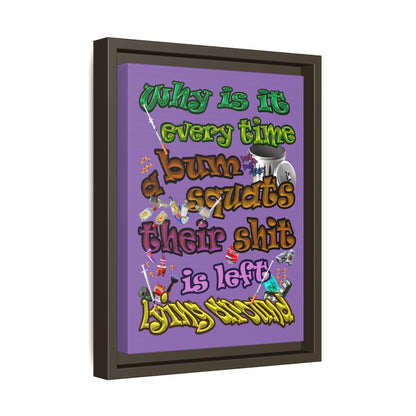 the bum's shit - framed canvas art (light purple)