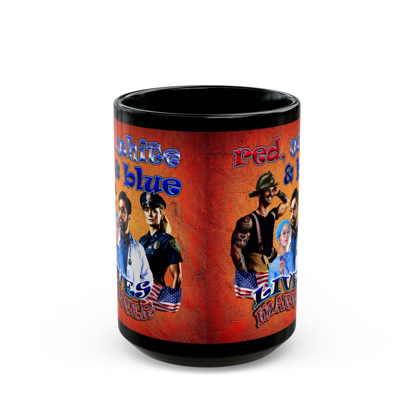 rw&b lives matter - Black Mug (burnt orange)