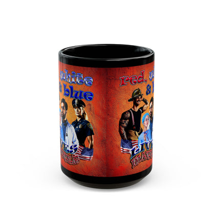 rw&b lives matter - Black Mug (burnt orange)