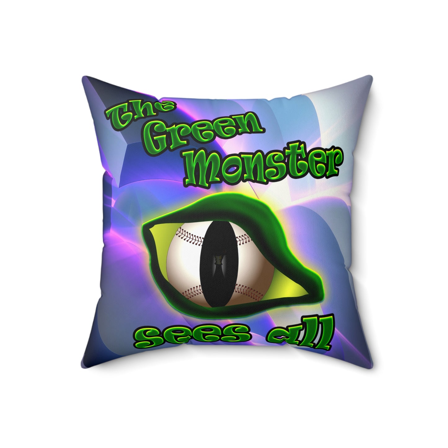 green monster - Spun Polyester Square Pillow - (grey-pink wave)