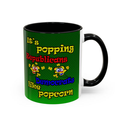 popping like popcorn - Accent Mug (logo green)