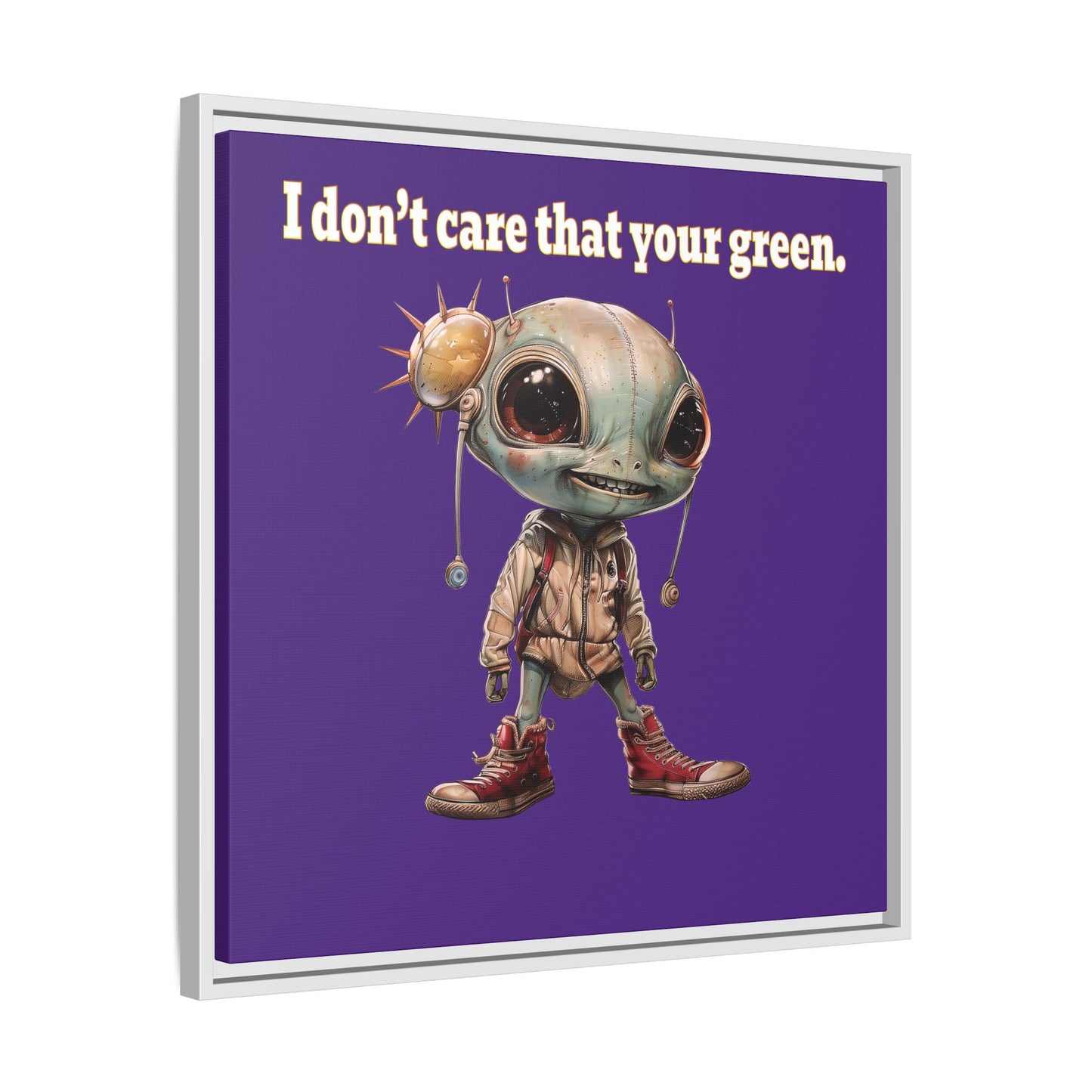 I don't care that your green - framed canvas art (purple)