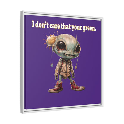 I don't care that your green - framed canvas art (purple)