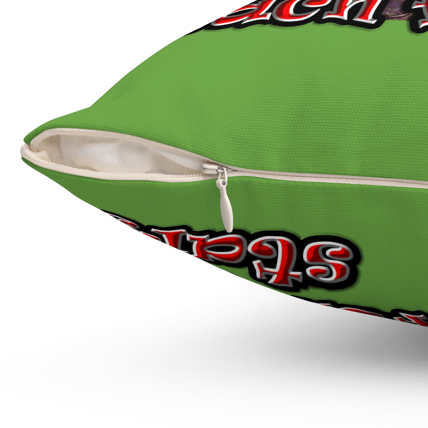 defy conquer reach - Spun Polyester Square Pillow - (green)