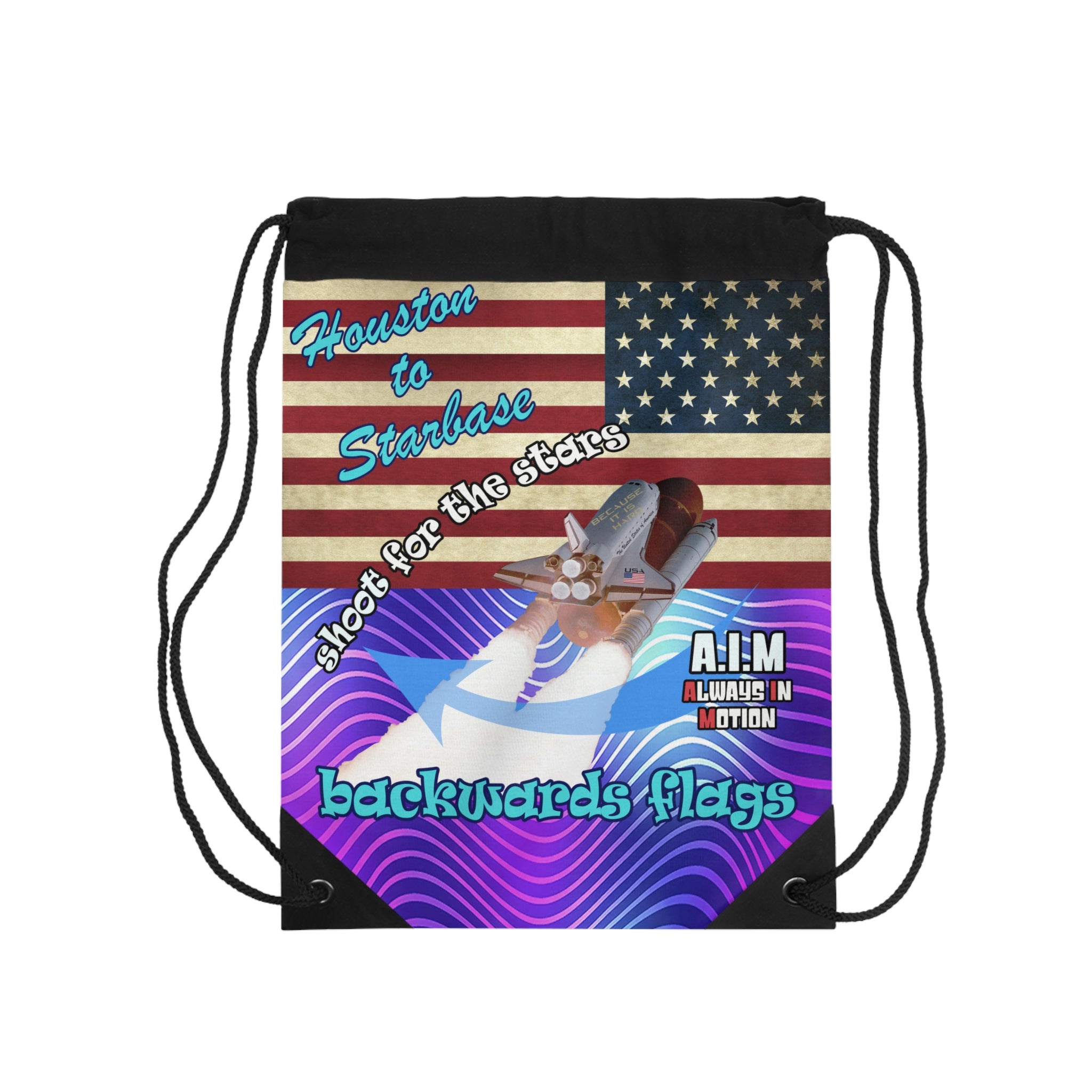 shoot for the stars - Drawstring Bag (purple wave)