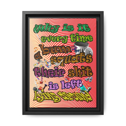 the bum's shit - framed canvas art (yellow-orange wave)
