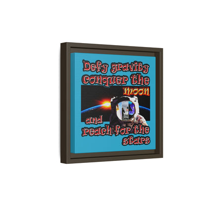 defy conquer reach - framed canvas art (turquoise)