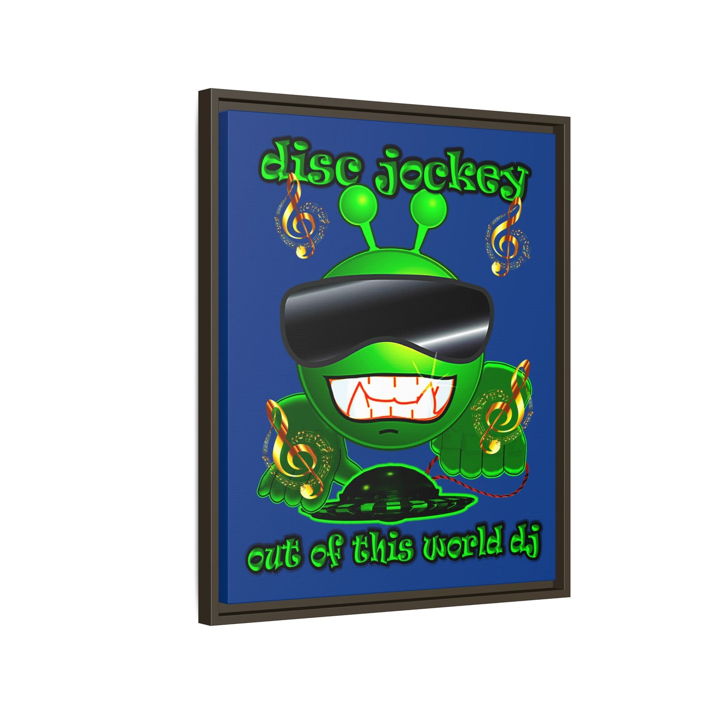 disc jockey - framed canvas art (dark blue)