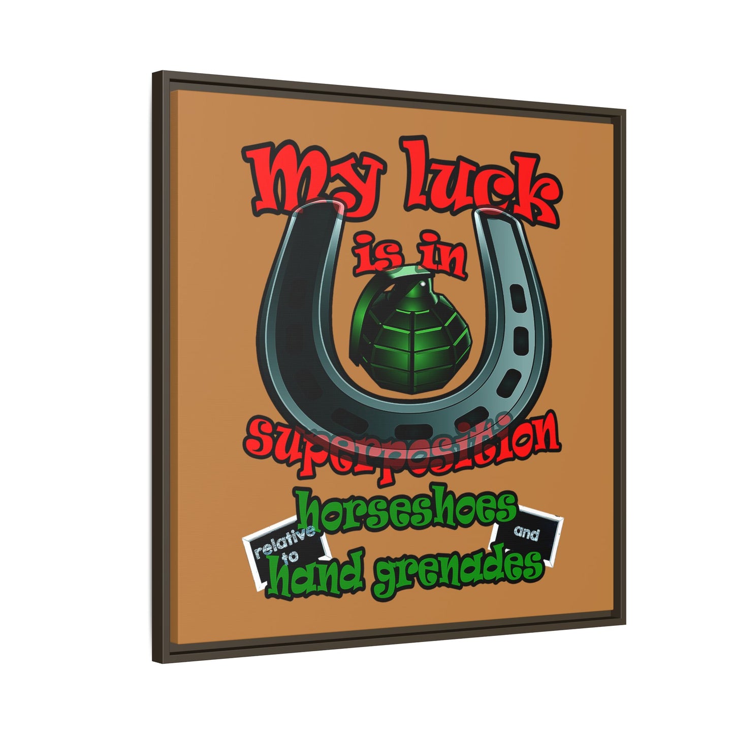 my luck - framed canvas art (light brown)