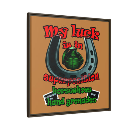 my luck - framed canvas art (light brown)