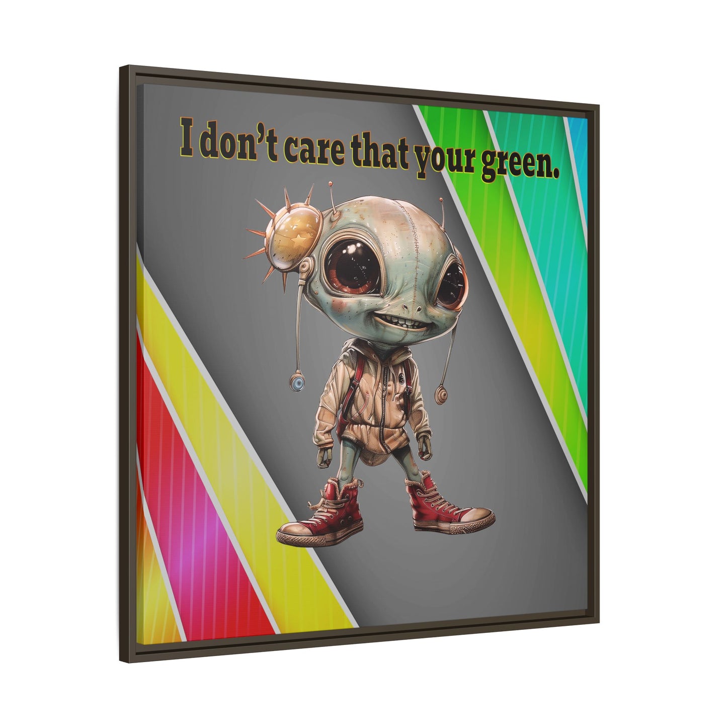 I don't care that your green - framed canvas art (rainbow split)