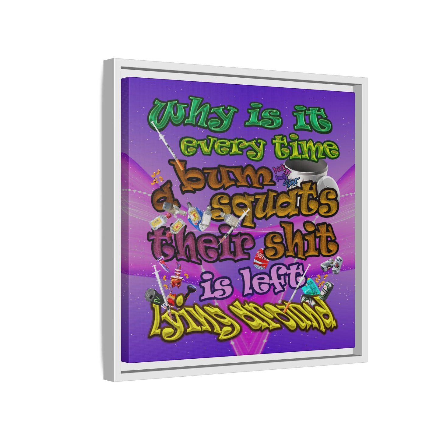the bum's shit - framed canvas art (purple-pink wave)