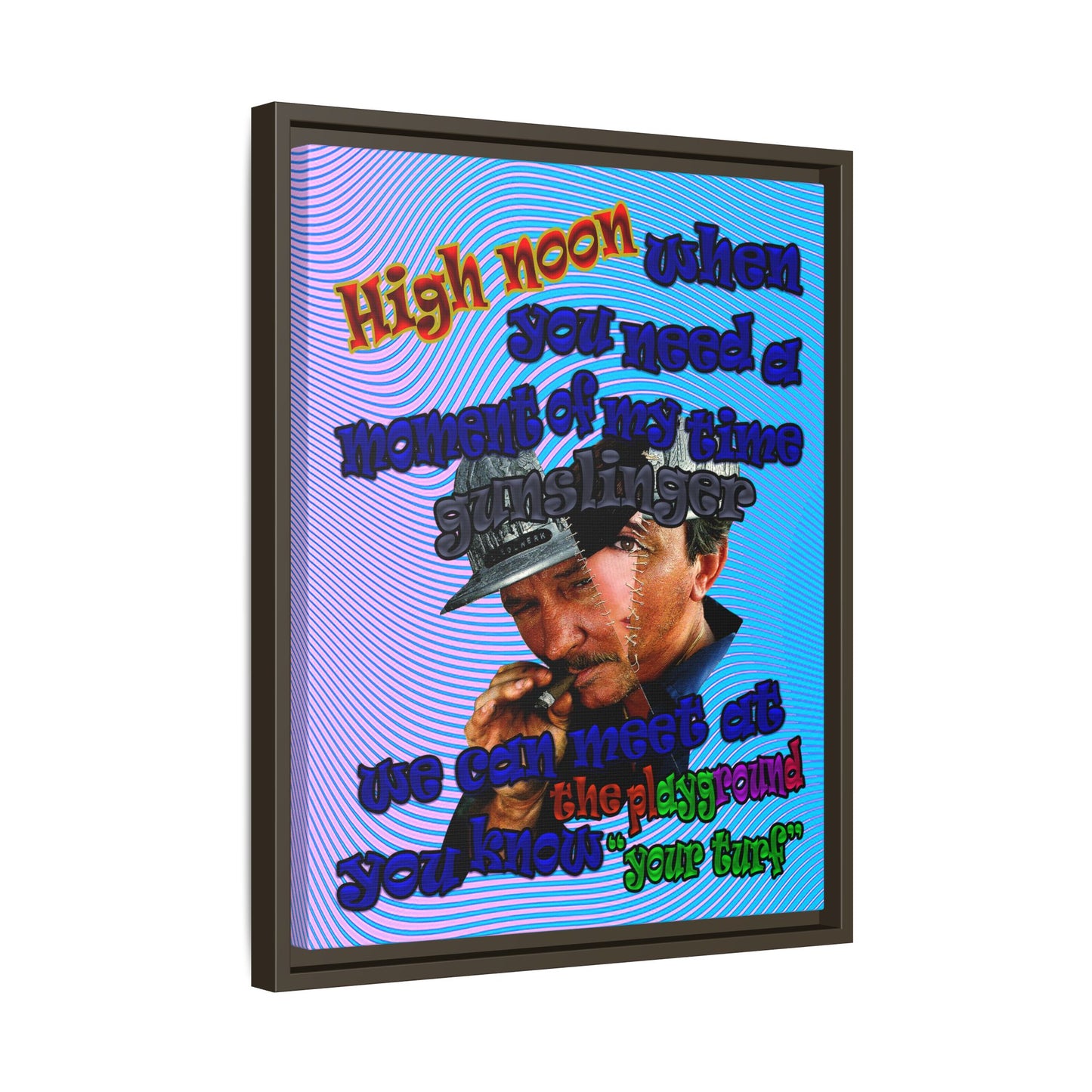 high noon - framed canvas art (light blue-purple wave)