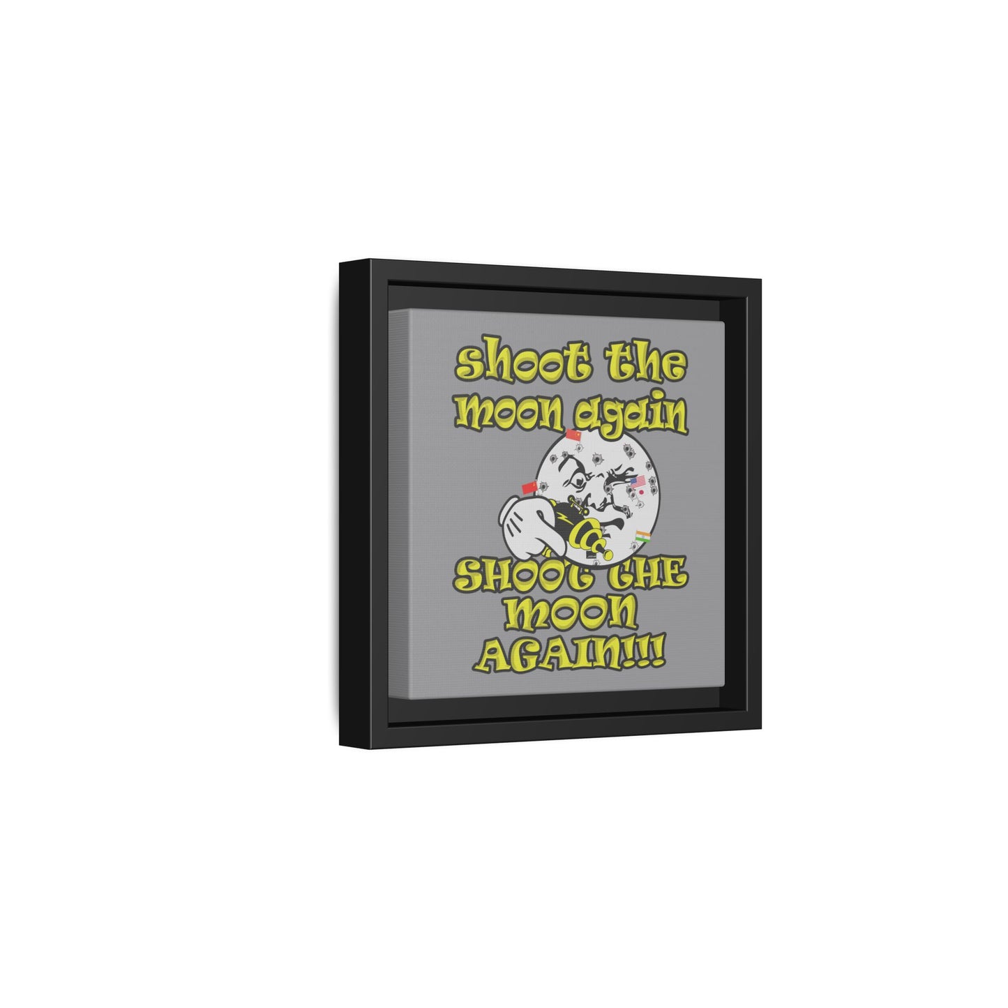 shoot the moon again - framed canvas art (grey)