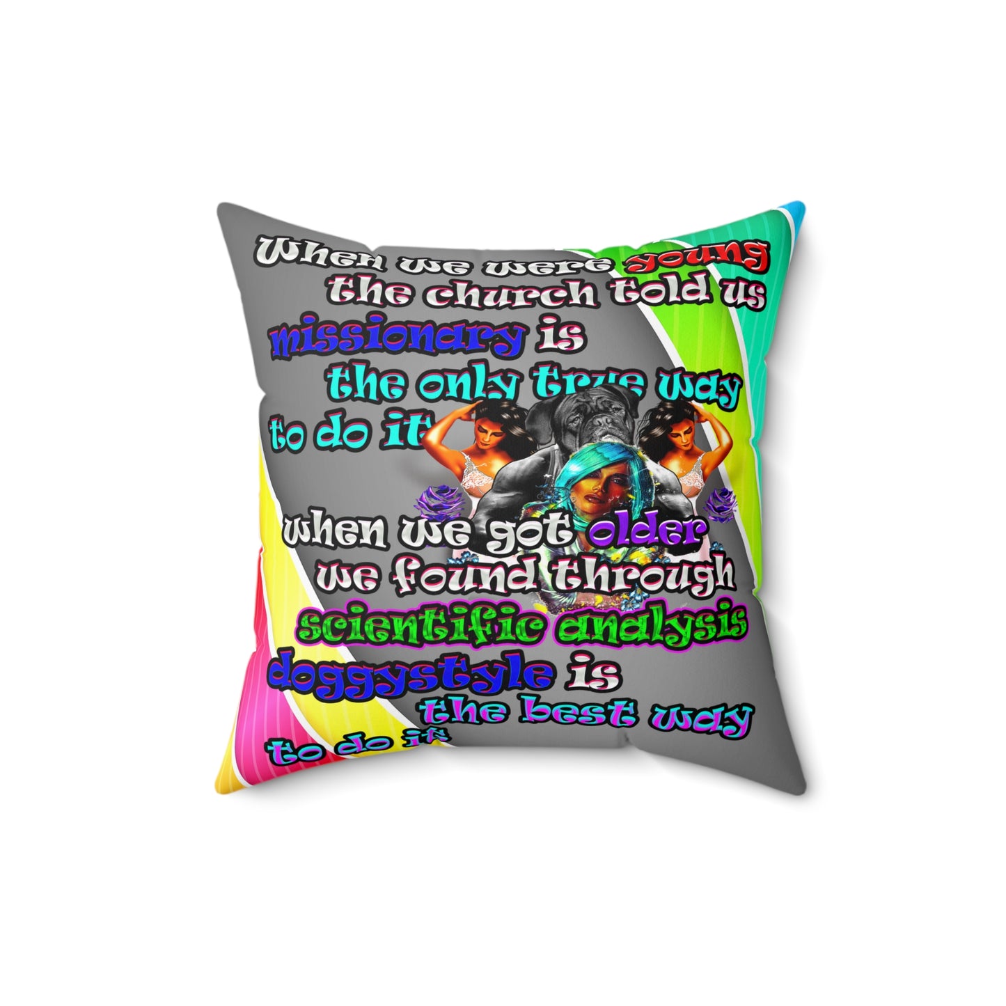 doggystyle - Spun Polyester Square Pillow - (rainbow split)