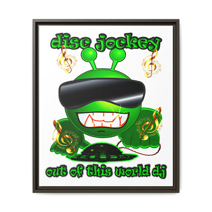 disc jockey - framed canvas art (white)
