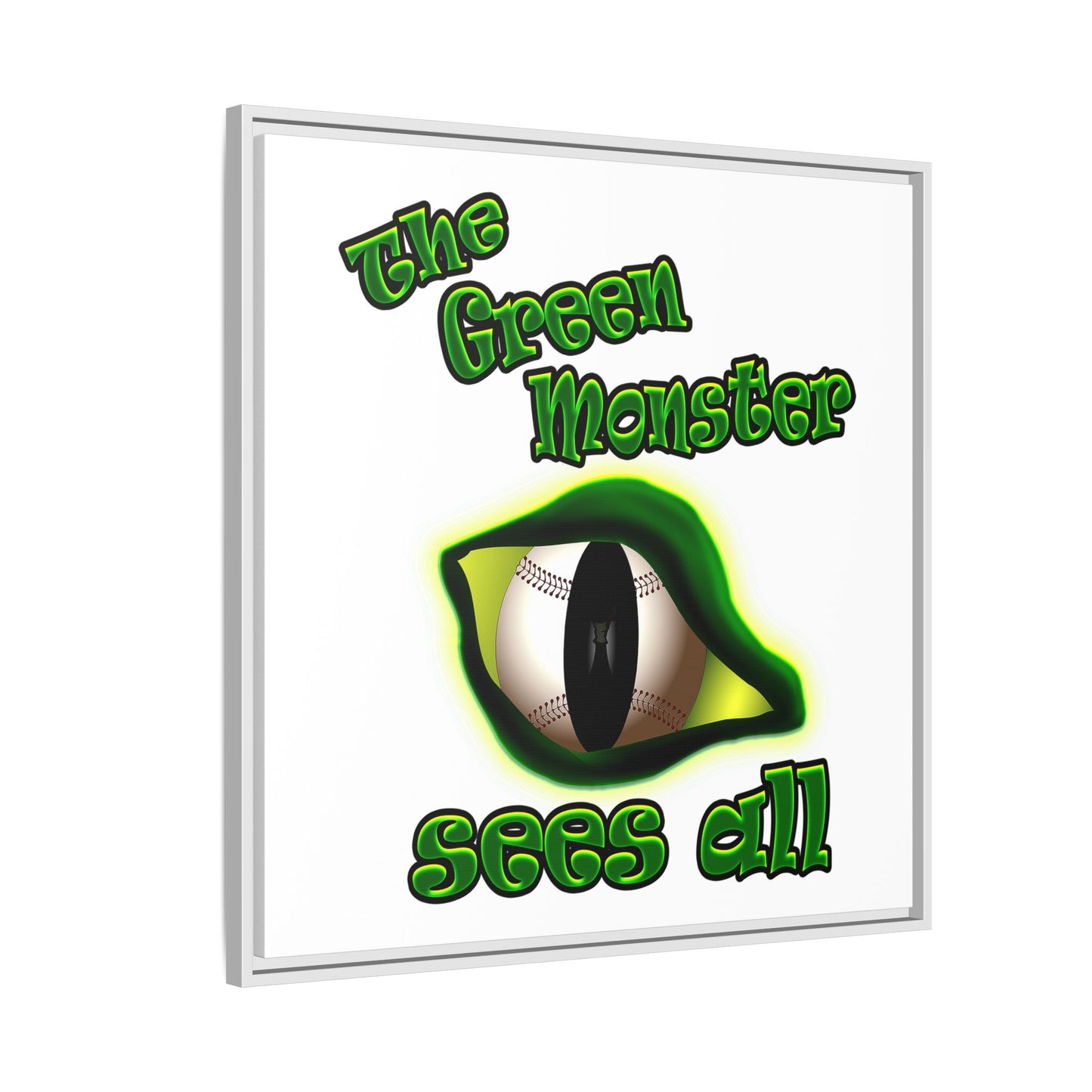 green monster - framed canvas art (white)