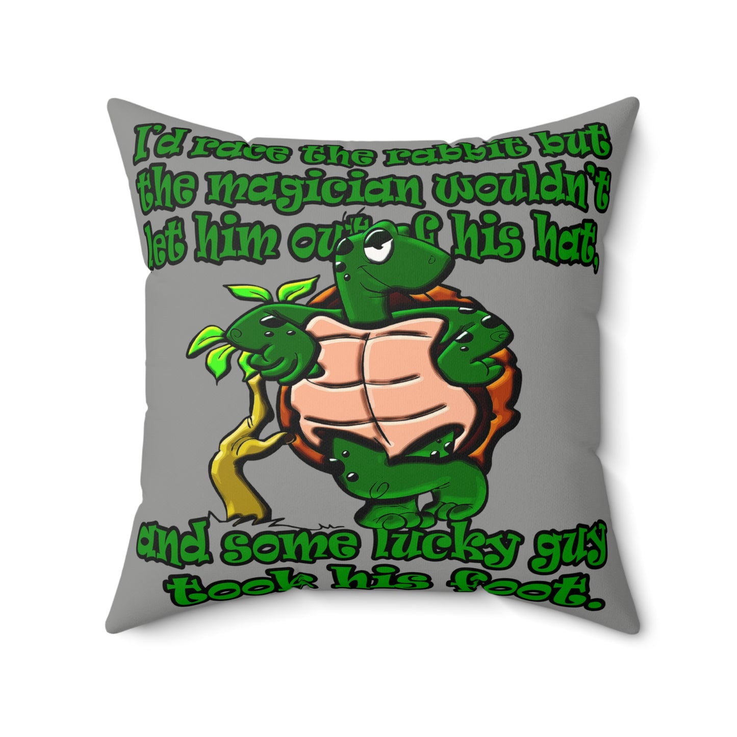 turtle race - Faux Suede Square Pillow - (grey)