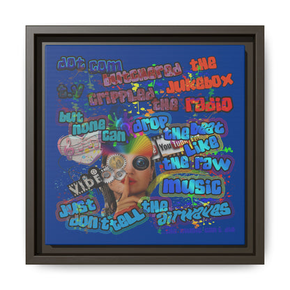 drop the beat - framed canvas art (dark blue)