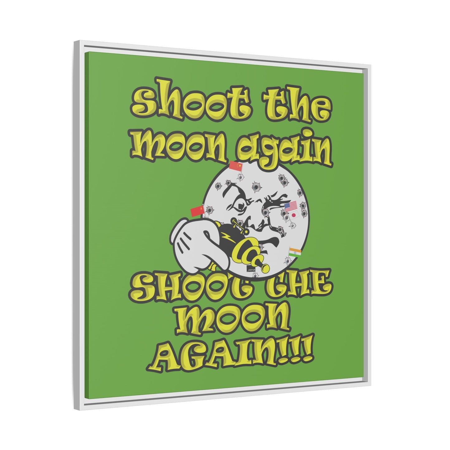 shoot the moon again - framed canvas art (green)