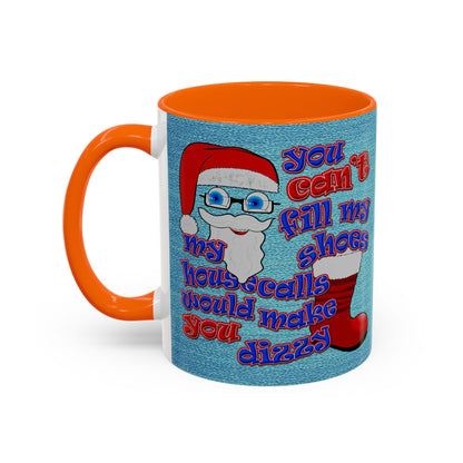 santa's shoes - Accent Mug (faded dark blue)