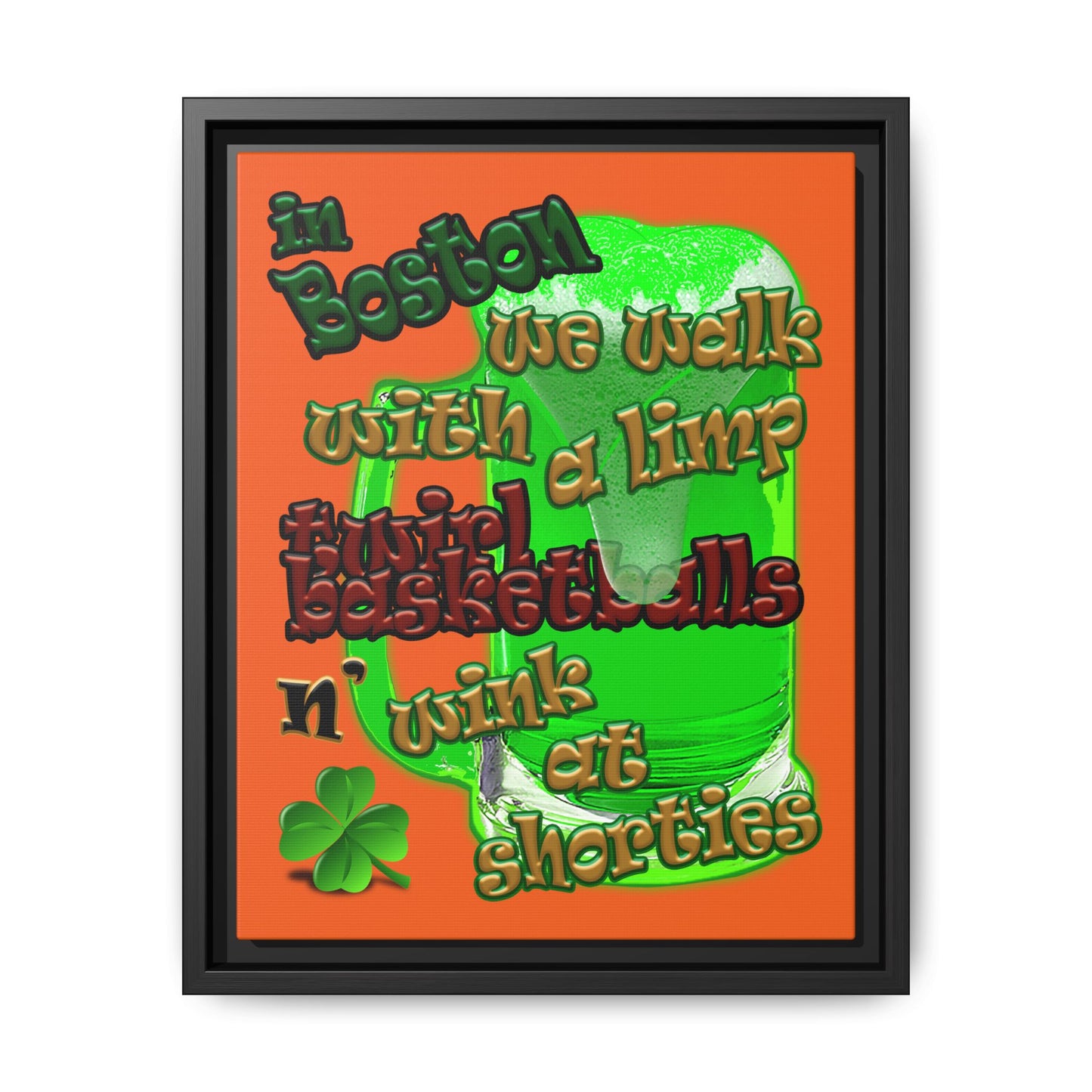 celtics logo - framed canvas art (orange)