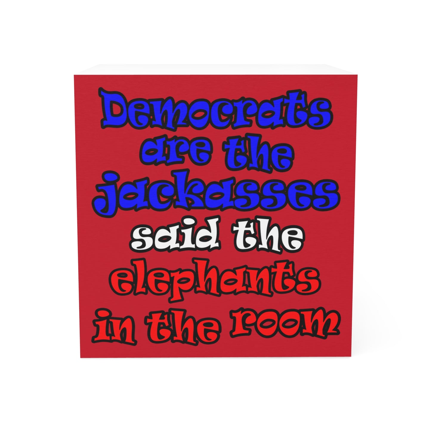 donkeys and elephants - note cube (dark red)