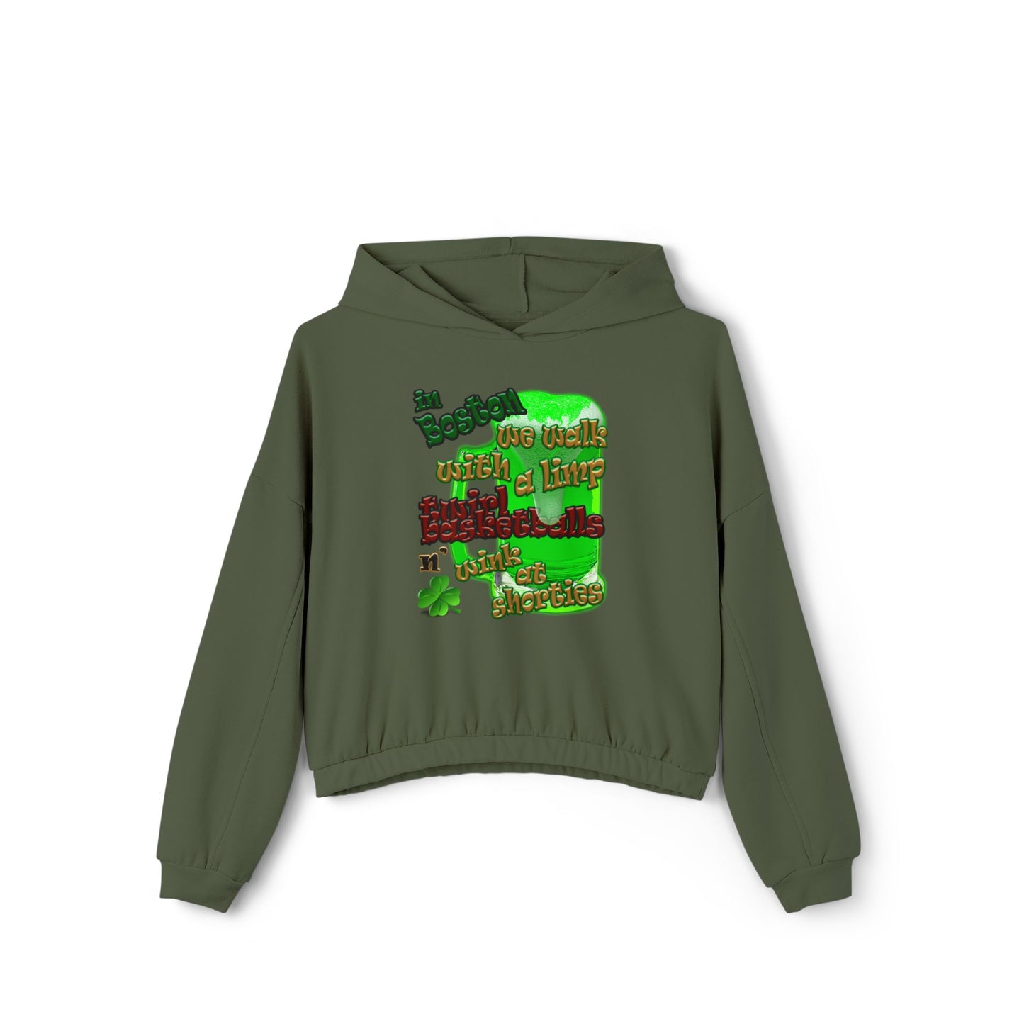 celtics logo - Women's Cinched Bottom Hoodie