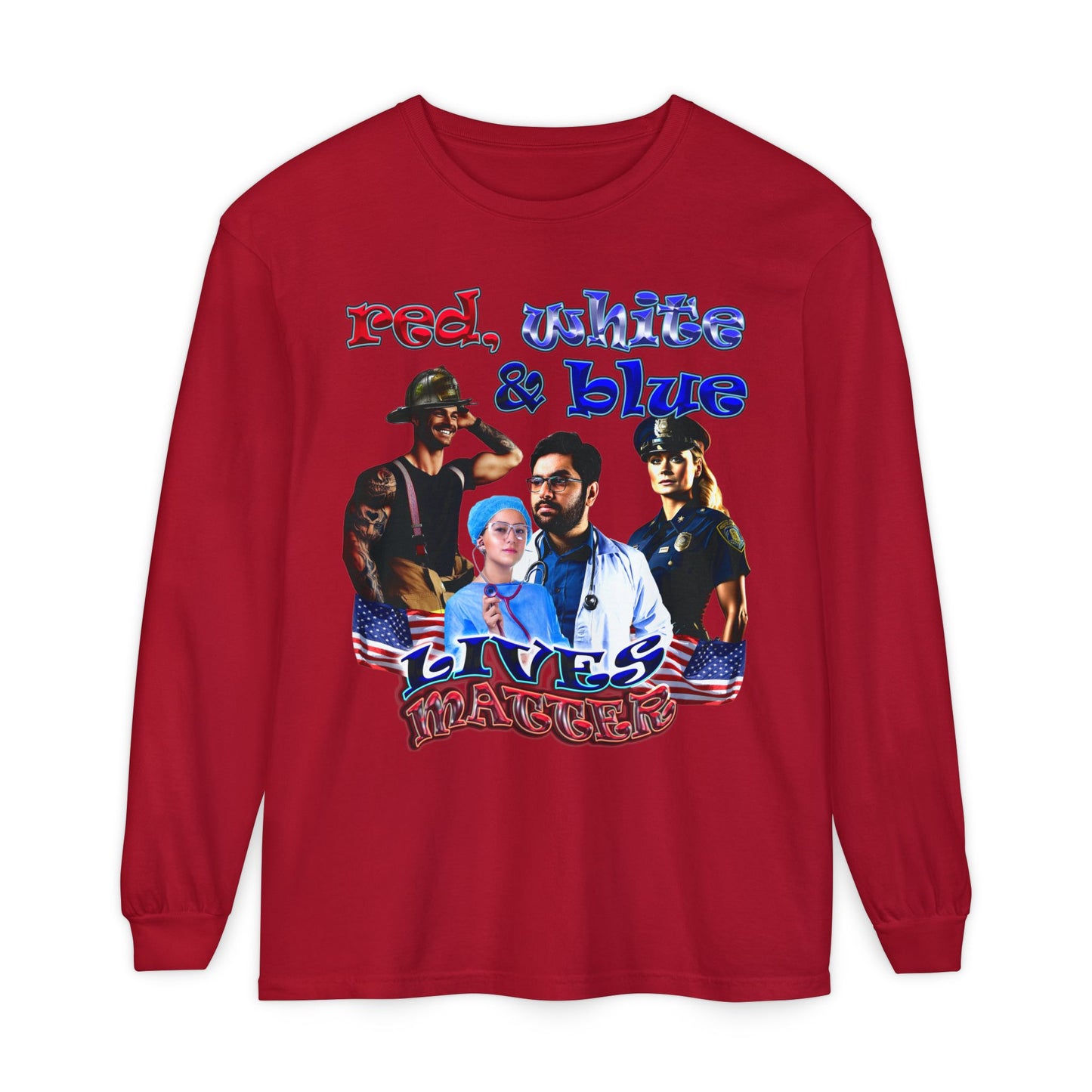 rw&b lives matter - Unisex Garment-dyed Long Sleeve T-Shirt