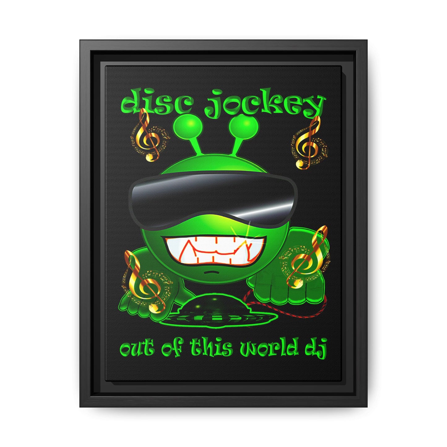 disc jockey - framed canvas art (black)