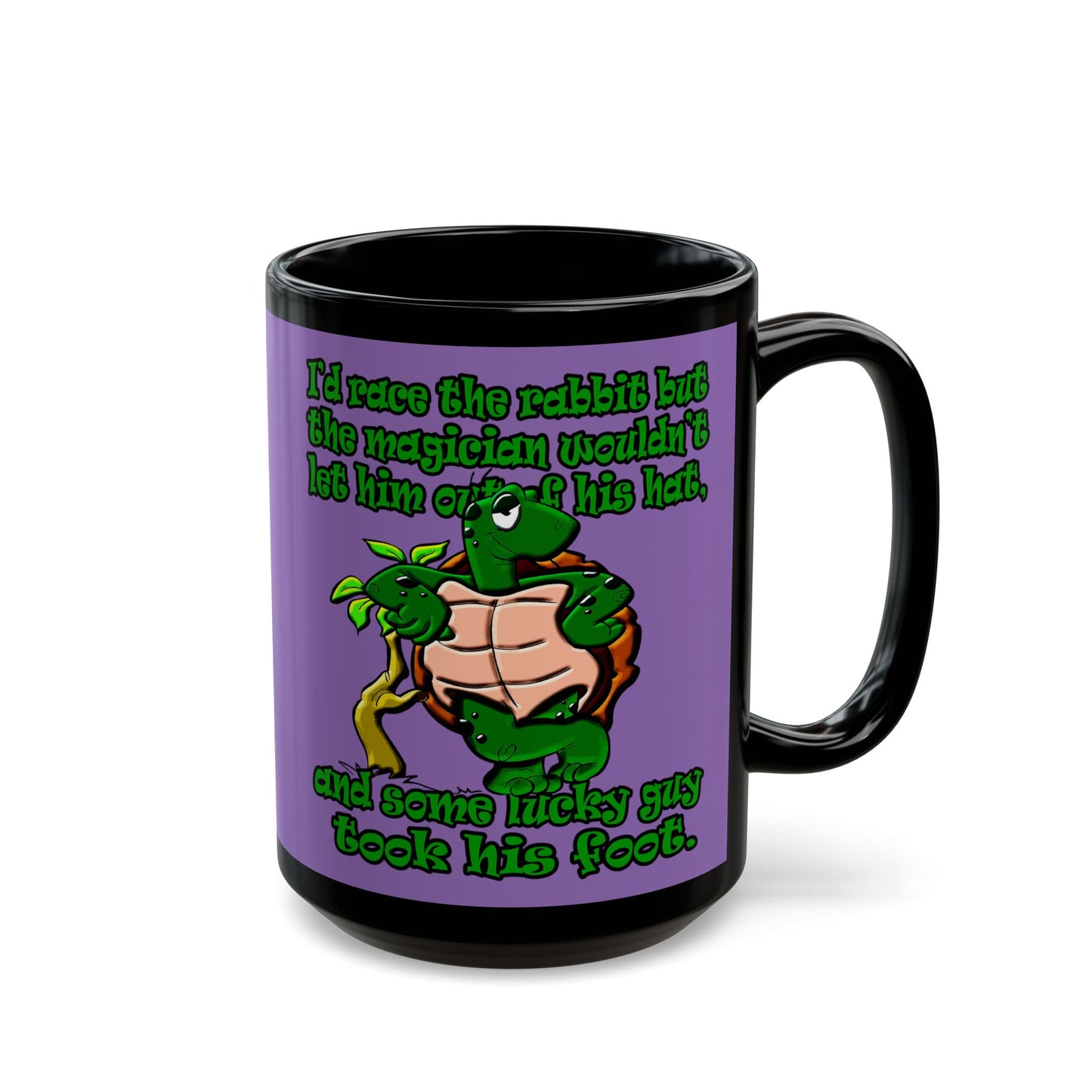 turtle race - Black Mug (light purple)