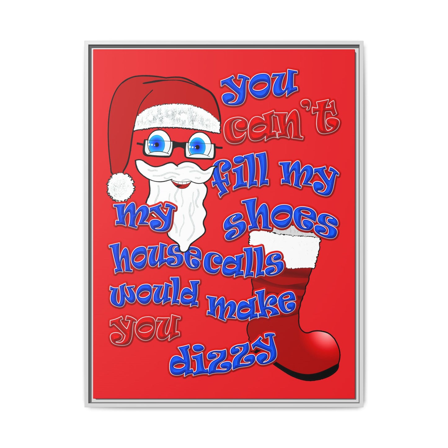 santa's shoes - framed canvas art (red)