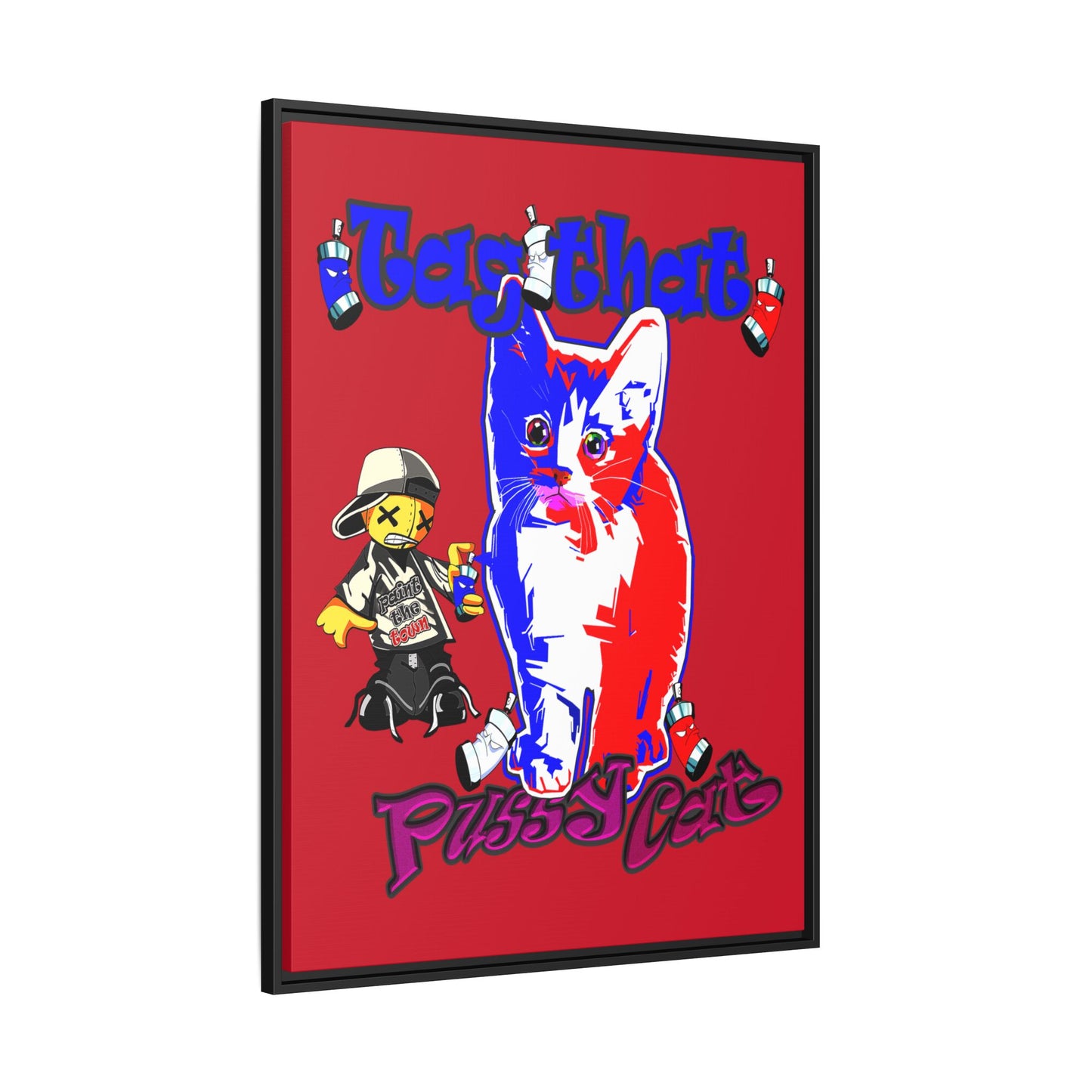 tag that - framed canvas art (dark red)