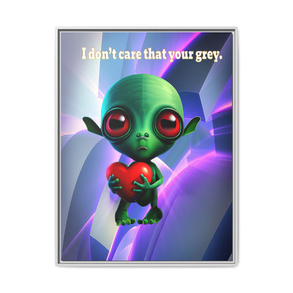I don't care that your grey - framed canvas art (grey-pink wave)