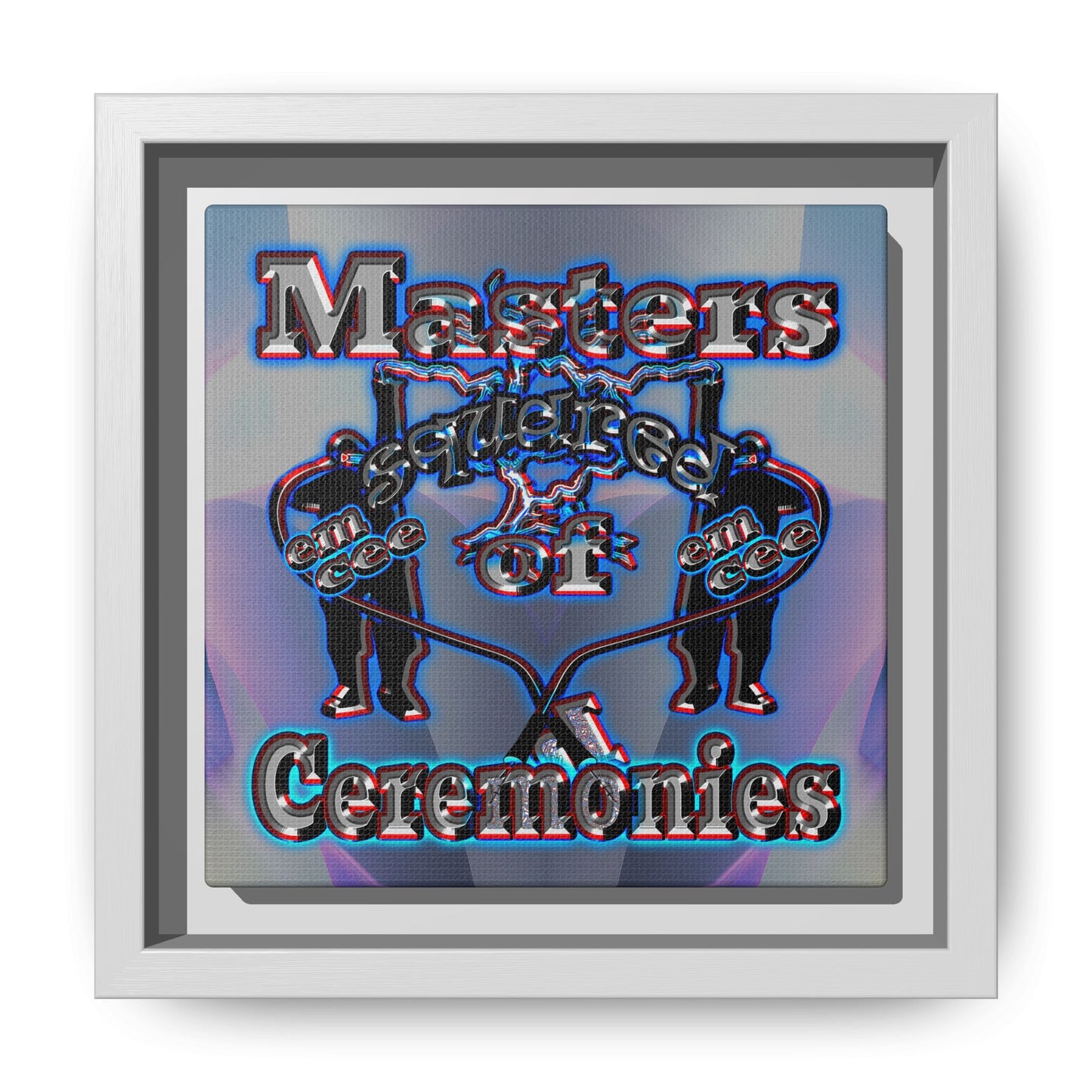 em cee squared - framed canvas art (grey-pink wave)