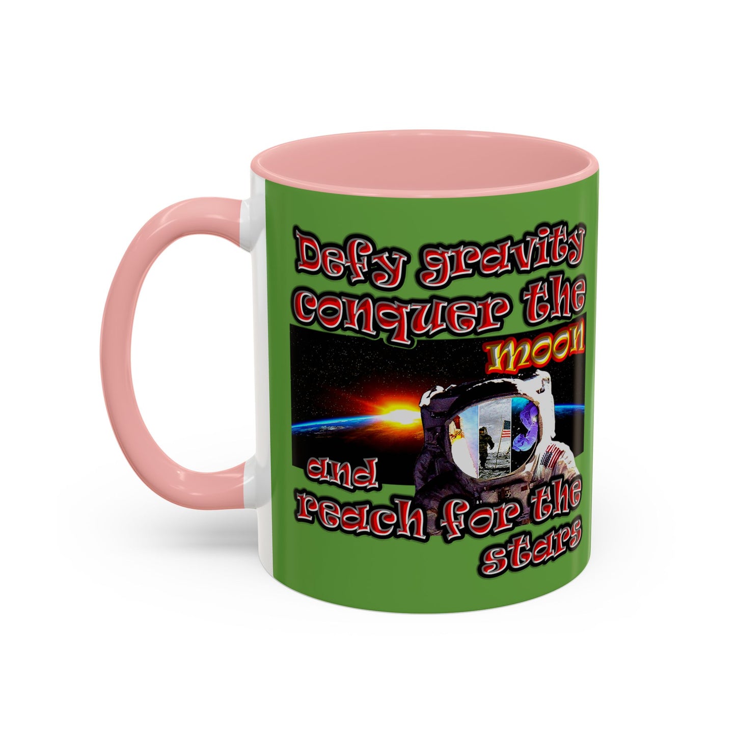 defy conquer reach - Accent Mug (green)