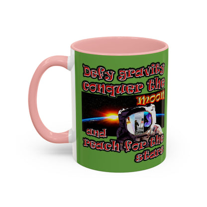 defy conquer reach - Accent Mug (green)