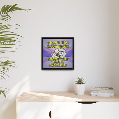 shoot the moon again - framed canvas art (light blue-pink wave)