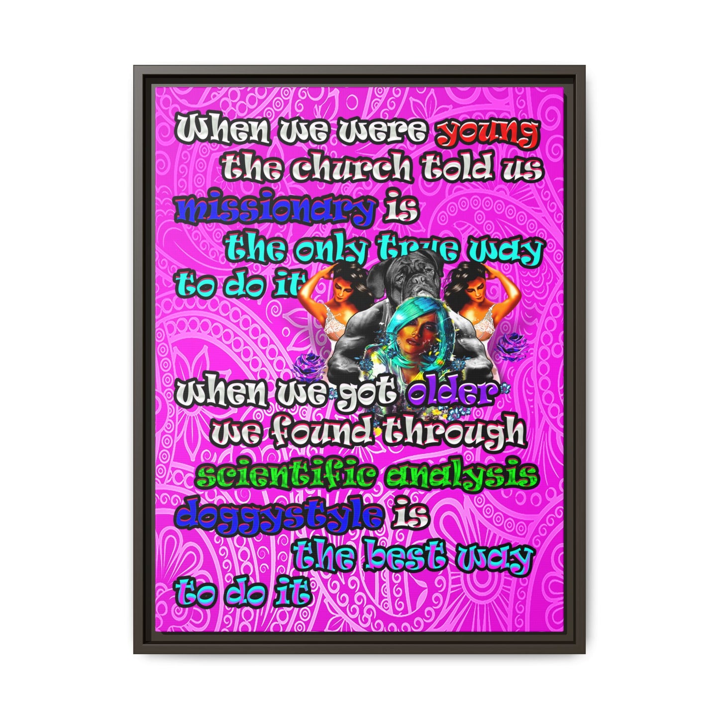 doggystyle - framed canvas art (pink swirl)