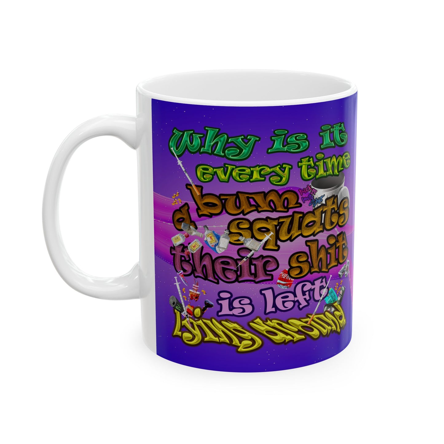 the bum's shit - White Mug (purple-pink wave)