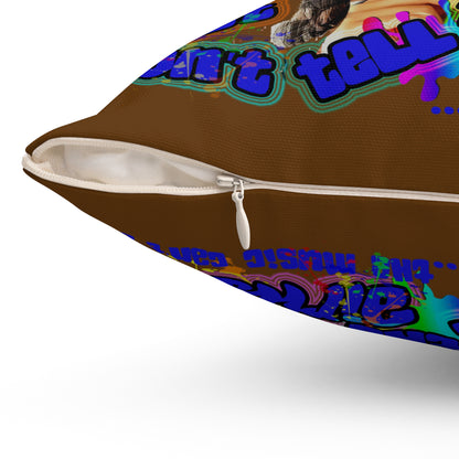 drop the beat - Spun Polyester Square Pillow - (brown)