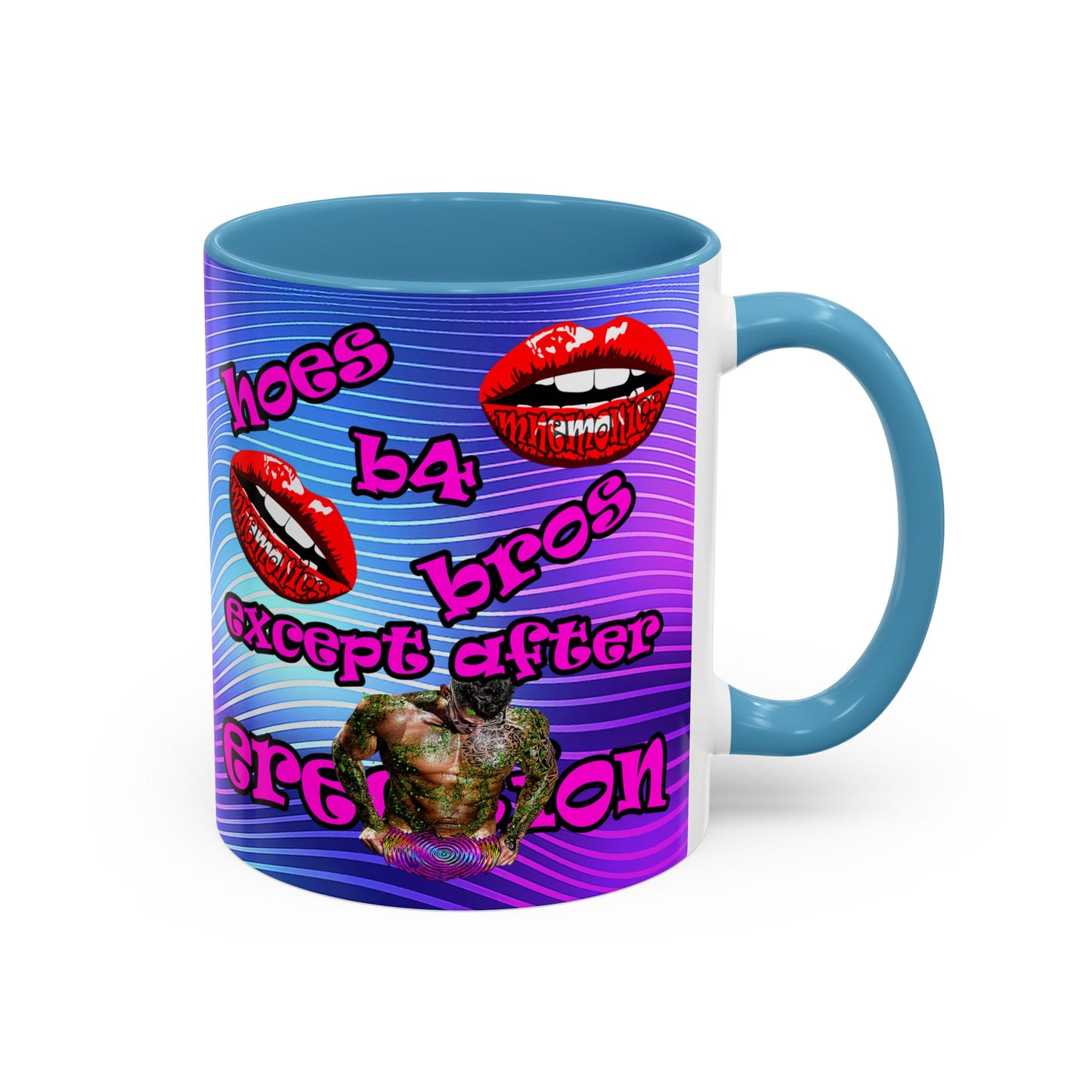 hoes b4 bros - Accent Mug (purple wave)