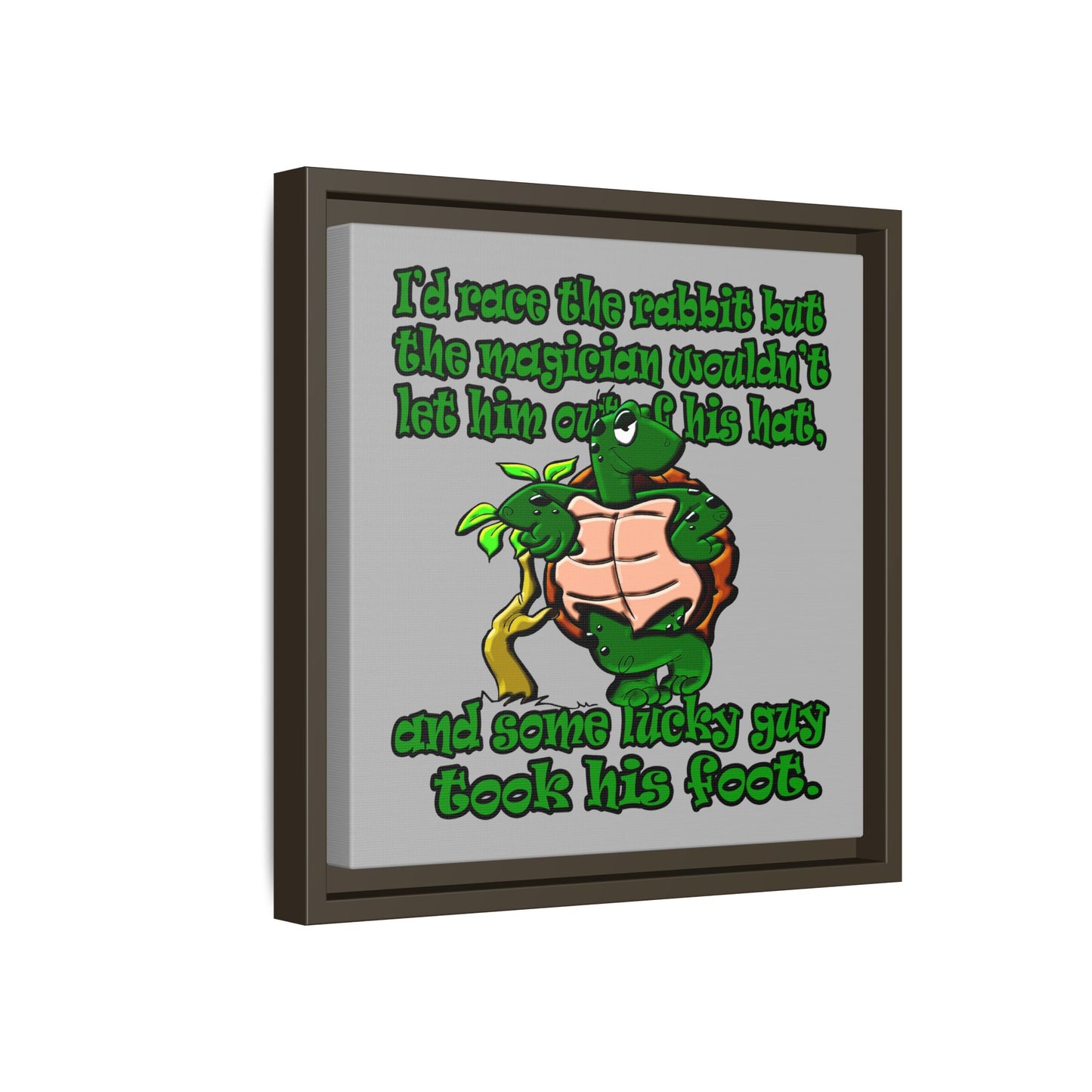 turtle race - framed canvas art (light grey)