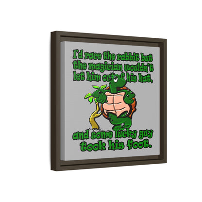 turtle race - framed canvas art (light grey)