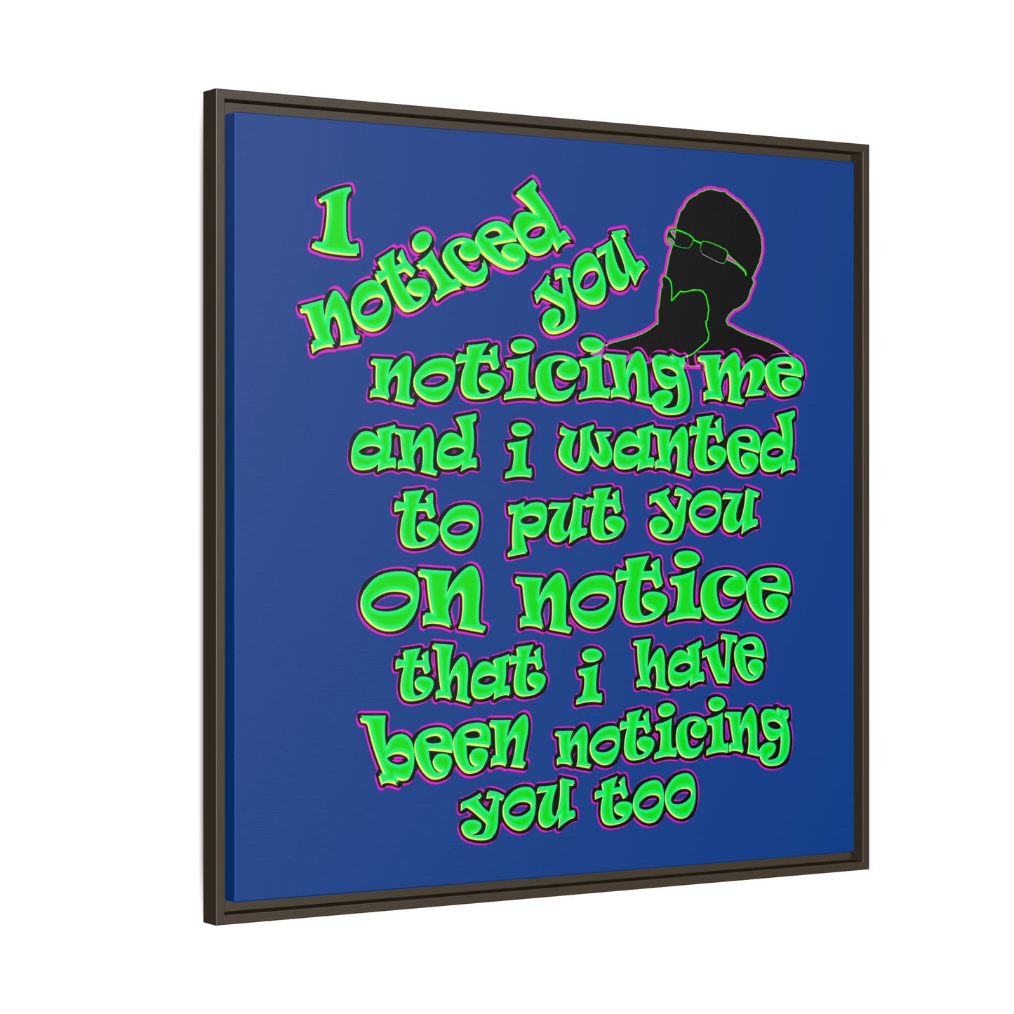 noticed you noticing - framed canvas art (dark blue)