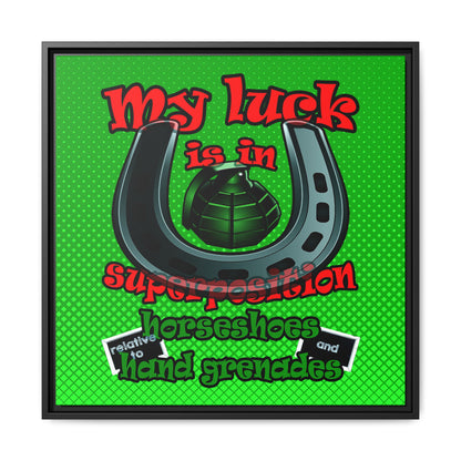 my luck - framed canvas art (logo green)