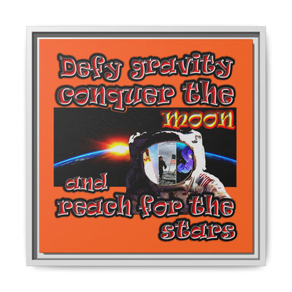 defy conquer reach - framed canvas art (orange)